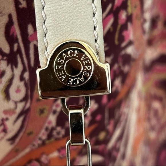 Authentic Versace Beige Leather Studded Frame Satchel with Shoulder Strap - Picture 8 of 16